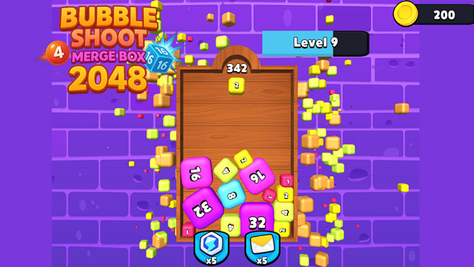 Bubble Shoot Merge Box 2048 game